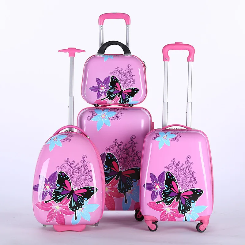 Fancy travel boarding makeup case hard school trolley luggage bag set