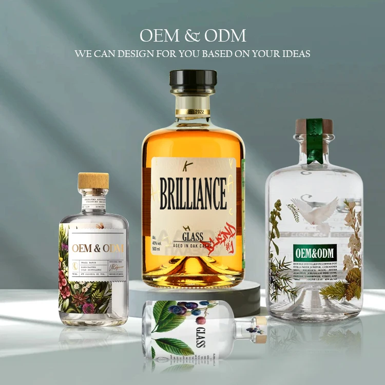 OEM Mountain Shape Bottom 250ml 500ml 7500ml Crafted Crystal Glass Bottle For Liquor Alcohol Vodka Wine With Rubber Stopper