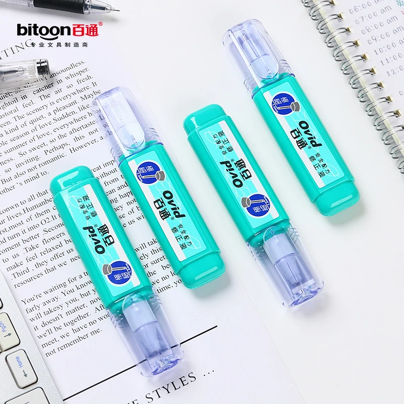 Популярная портативная быстросохнущая коррекционная ручка для офиса и студентов, белая канцелярская форма с пластиковой корректирующей жидкостью