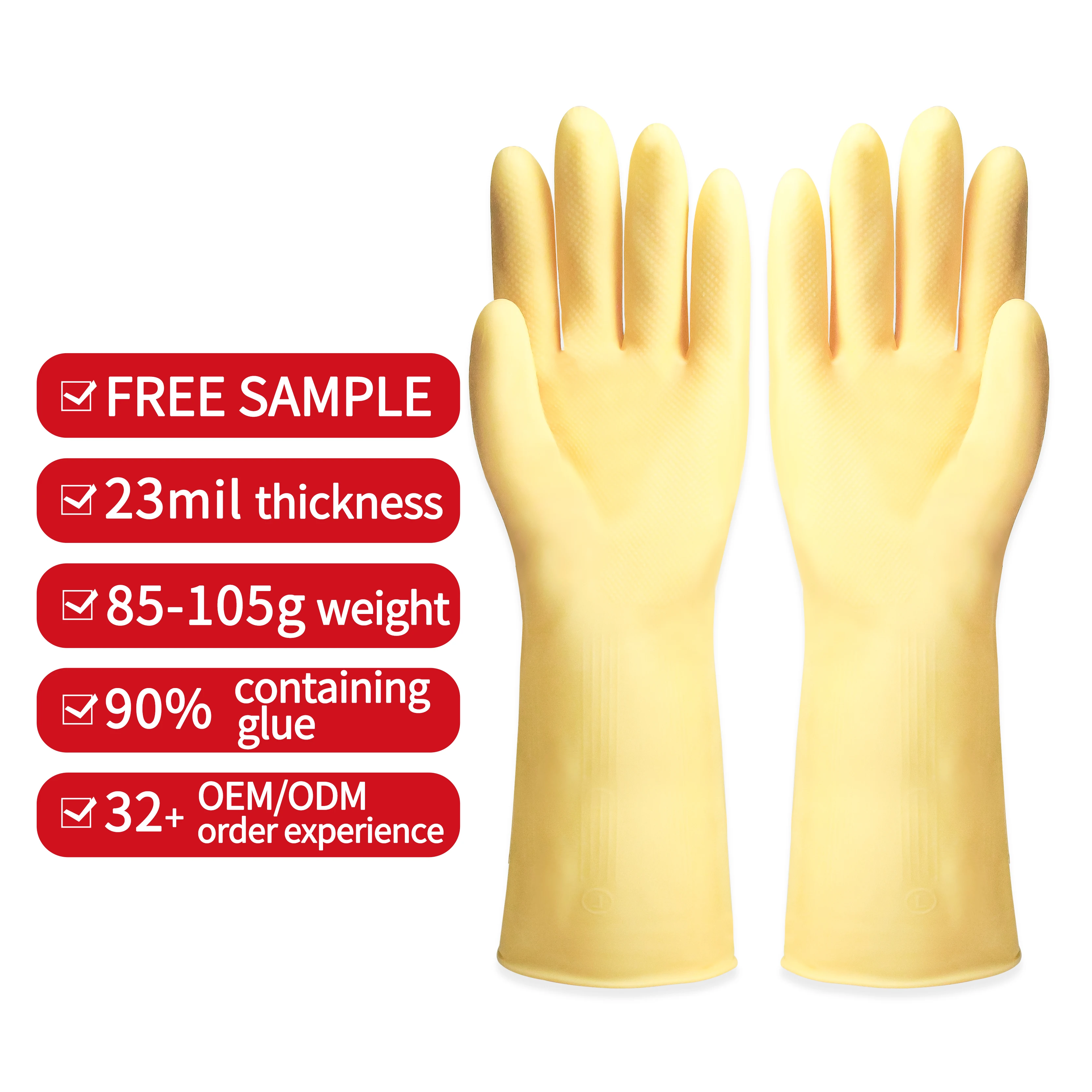 Wholesales Cheap price washing waterproof yellow dishwashing rubber cleaning kitchen latex household gloves
