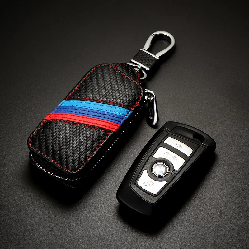 Rfid Bocking Coin  Wallet Car Custom Black PU Key Chain Bags Case Holder Key Wallets For Man