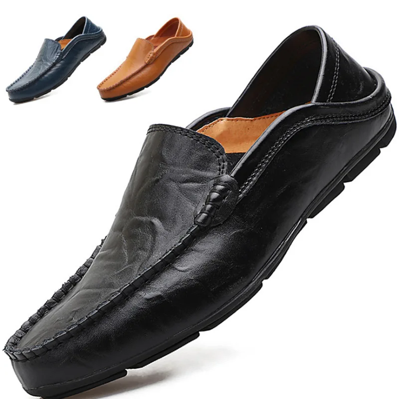 Mens casual leather shoes trendy shoes large size footwear