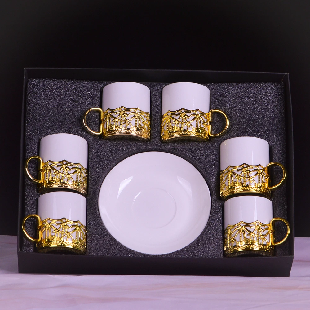 
Gold Rim Porcelain Afternoon Tea Party gold-plated tea set gifts Coffee Ceramic Cups Saucer Set Coffee & Tea Sets 