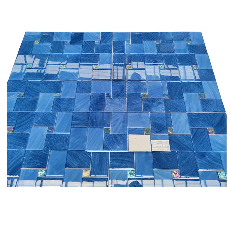 The Mosaic Manufacturing Plant Ceramic Mosaic Tiles Garden Swimming Pool Blended Blue Glass Mosaic Swimming Pool Tile