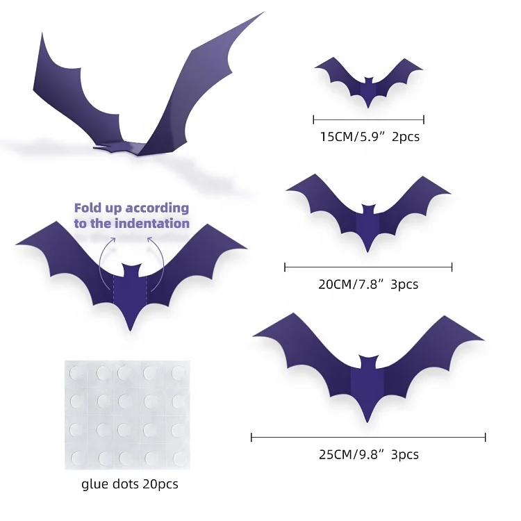 Umiss Paper Halloween Party Decoration Supplies include Bat Banner Bat Pumpkin Paper String Customization Balloons Cake topper