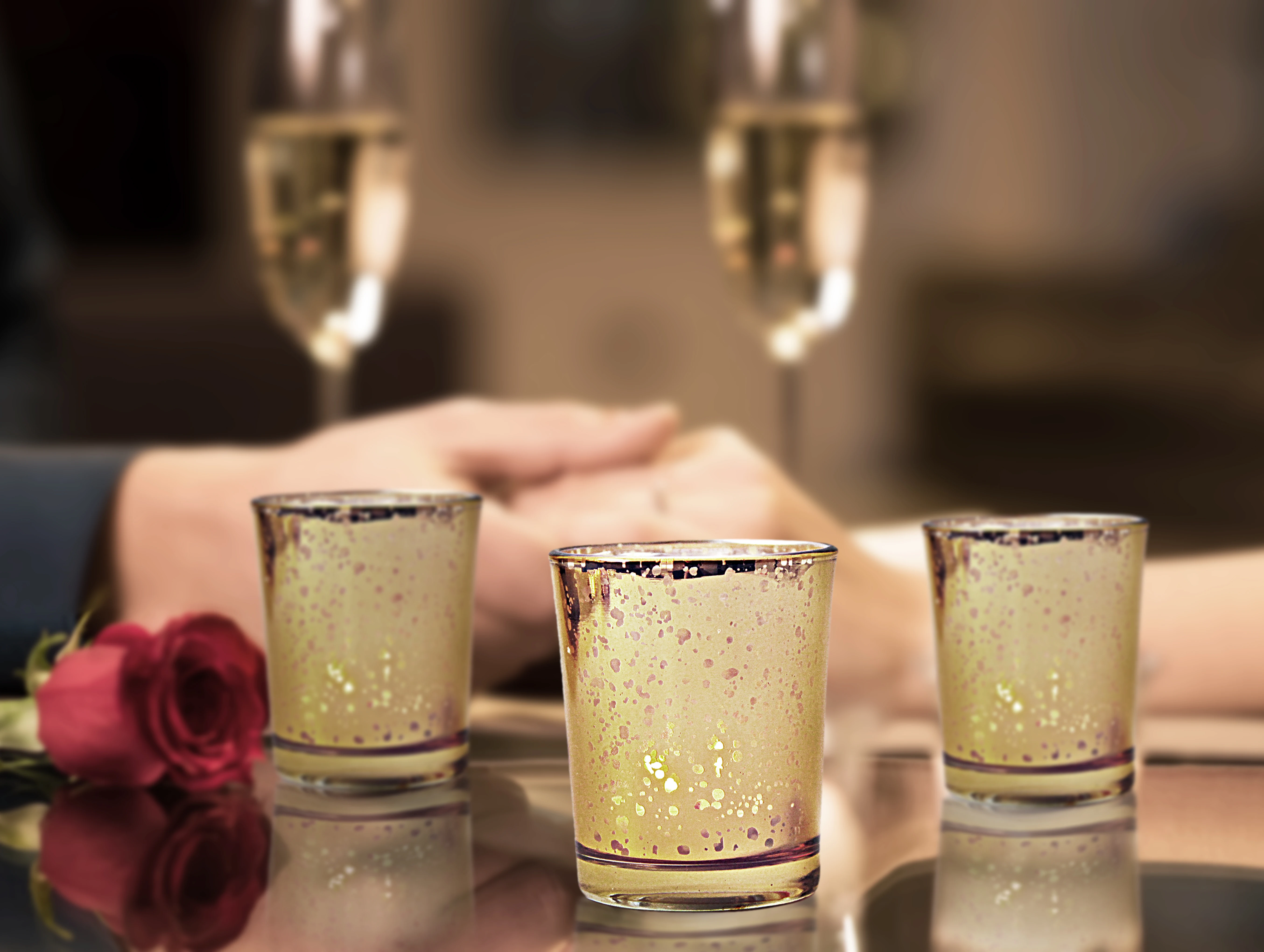 hot sale rose gold cylinder shape starry fancy decorative glass candle holder