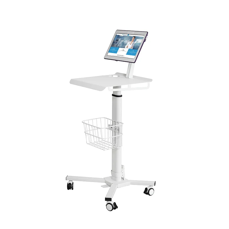 Mobile Workstation Medical Trolley Sit Stand Table  Gas Spring  Height Adjustable Medical Cart