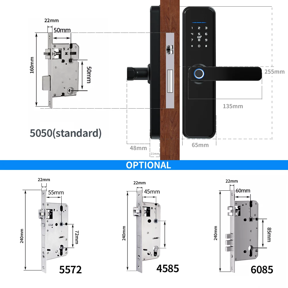 Amazon hot sell biometric intelligent wifi electronic password fingerprint tuya smart door lock
