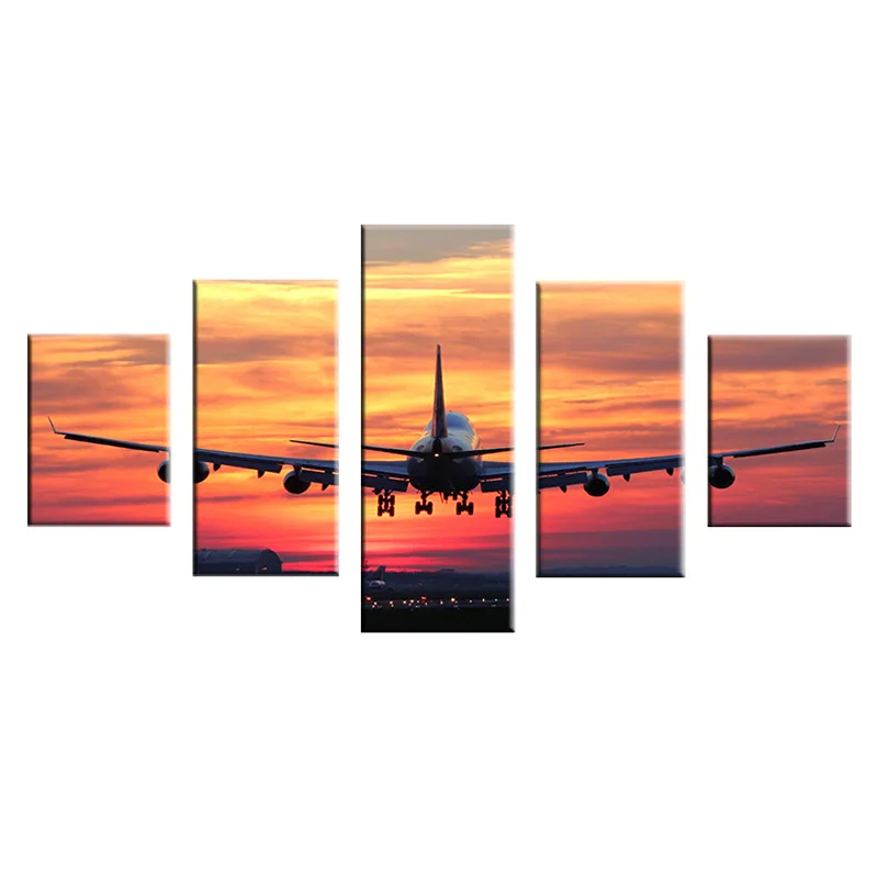 Hot selling nordic art plant canvas painting 5 piece decorations for