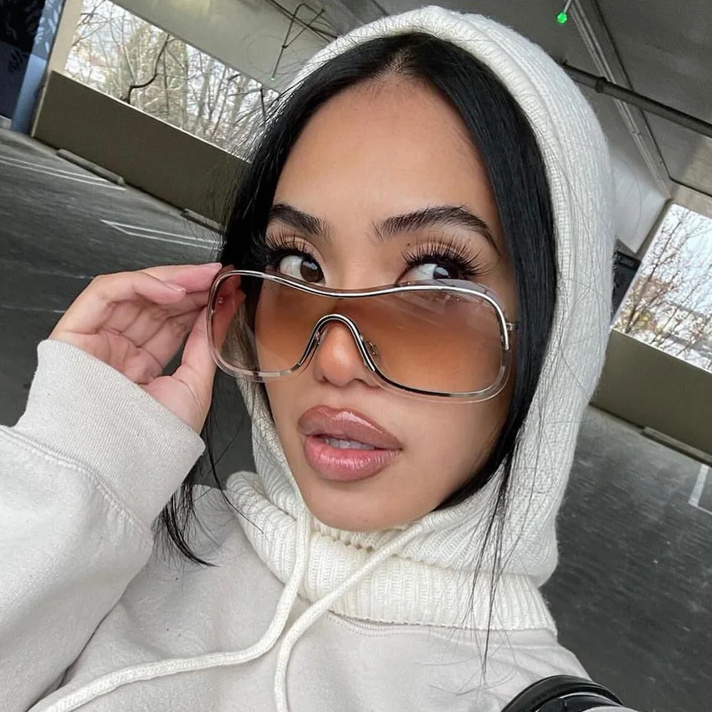 Luxury Catalog Y2K Sunglasses Punk One Piece Rimless Sunglasses Oversized Luxury Goggles UV400 Sun Glasses Fashion Eyewear