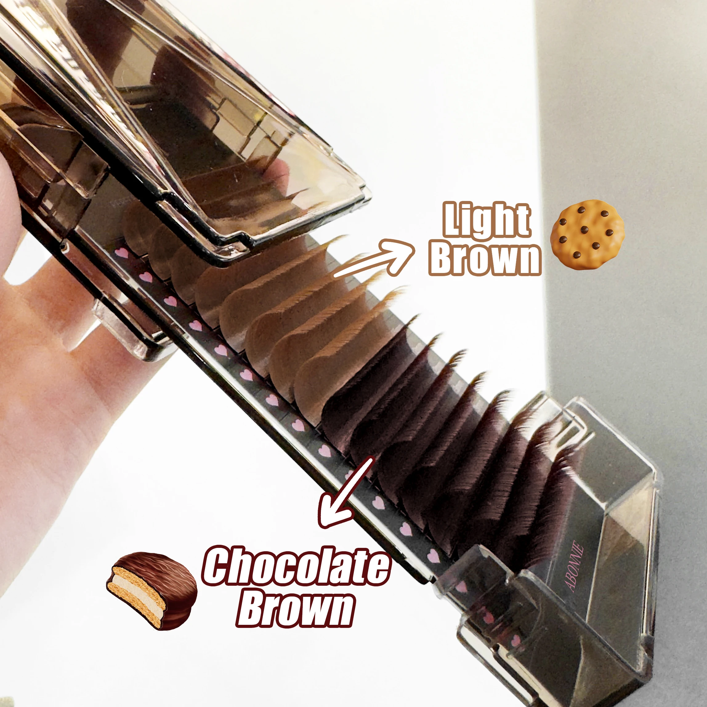 Abonnie 0.05 0.07 0.10Mm C D Cc Dd Curl Brown Lash Extensions 0.03 16 Rows Brown Eyelash Extension Wispy Mix Lashes Trays