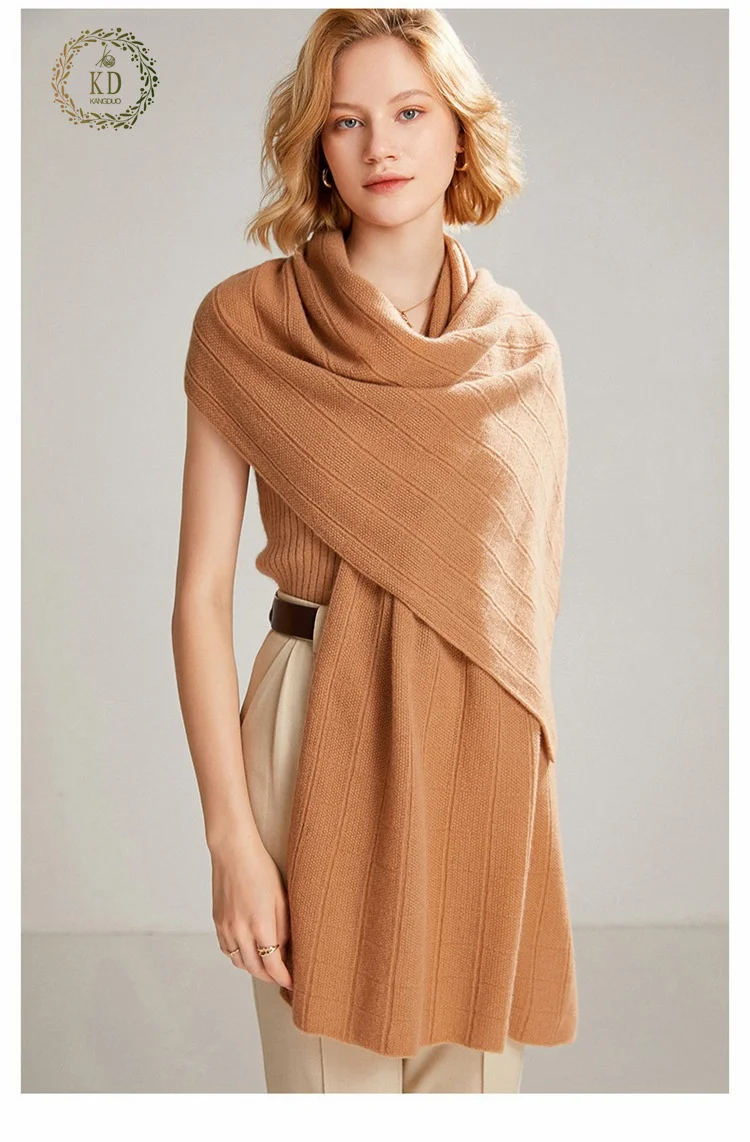 KD Custom Luxury Thick Poncho Shawl Knitted Pashmina Blanket Winter Plain Scarves Ladies Wool Scarfs Women