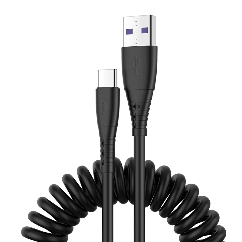 3A fast charging spring data cable 1.5m PD mobile phone charging data cable is suitable for Android micro type-c ipho
