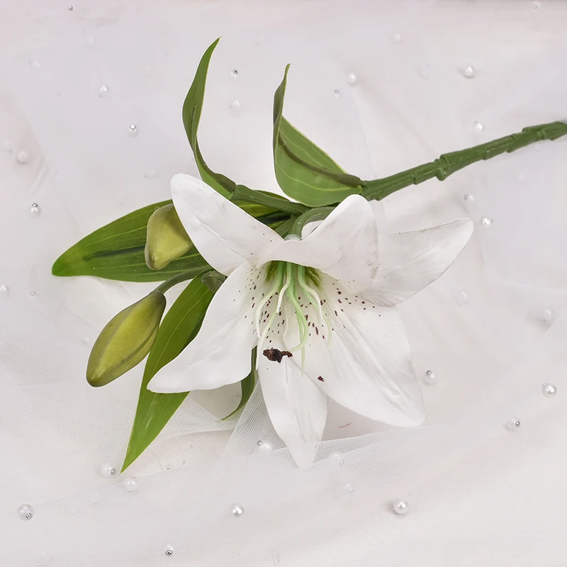 Artificial Plastic Lily Flower Home Decoration Feel Film Photography Wedding Factory Wholesale 3 Mini Single Artificial Lily