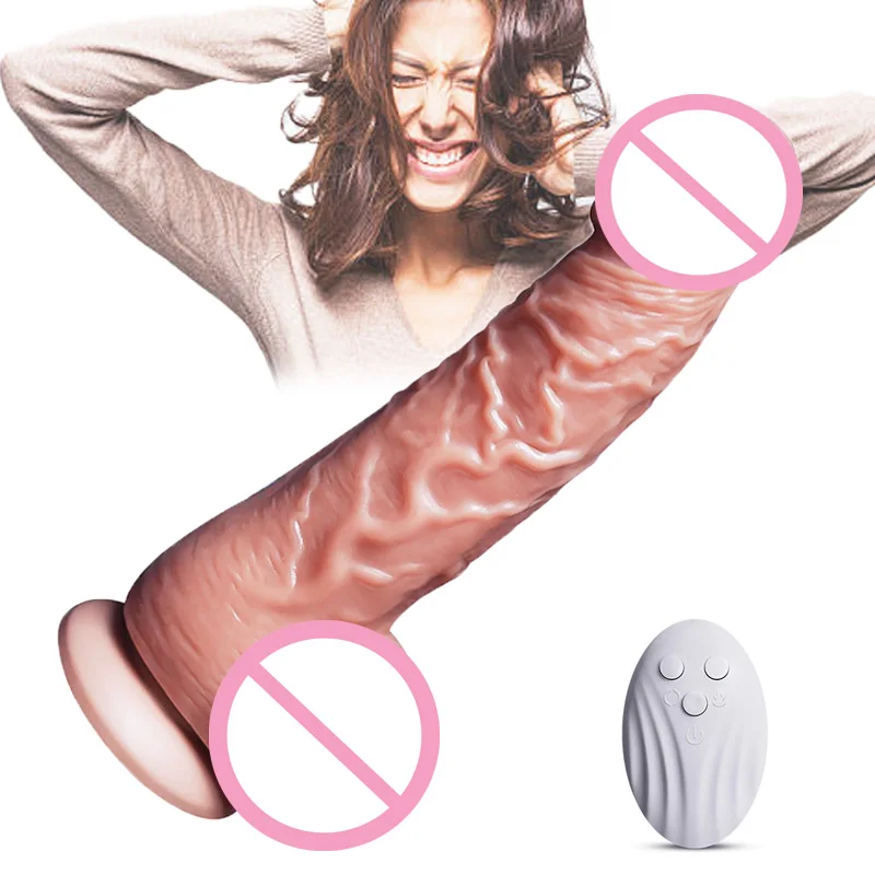 Real Skin Texture Realistic Dildo Remote Control Automatic Telescopic Swing Smart Heating Dildo Vibrator for Women 8 Inch