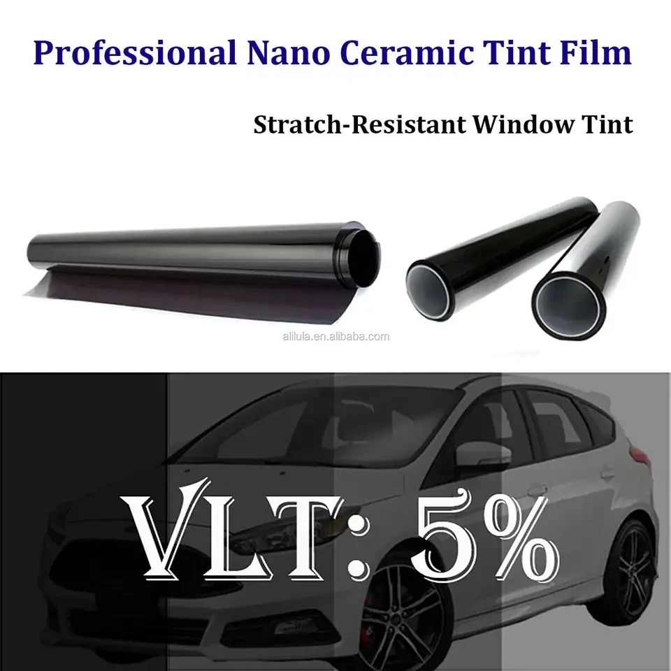 IR0590 Dark Black 5%VLT Nano Ceramic Window Tint Film 1.52*30m Heat insulation  Auto Nano Ceramic Solar Tint For Car &Buildings
