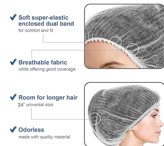 Graphene Non-waven fabric Elastic Dust Cap Beauty Cooking Home Industries Disposable Caps elastic Free Size for Cosmetics