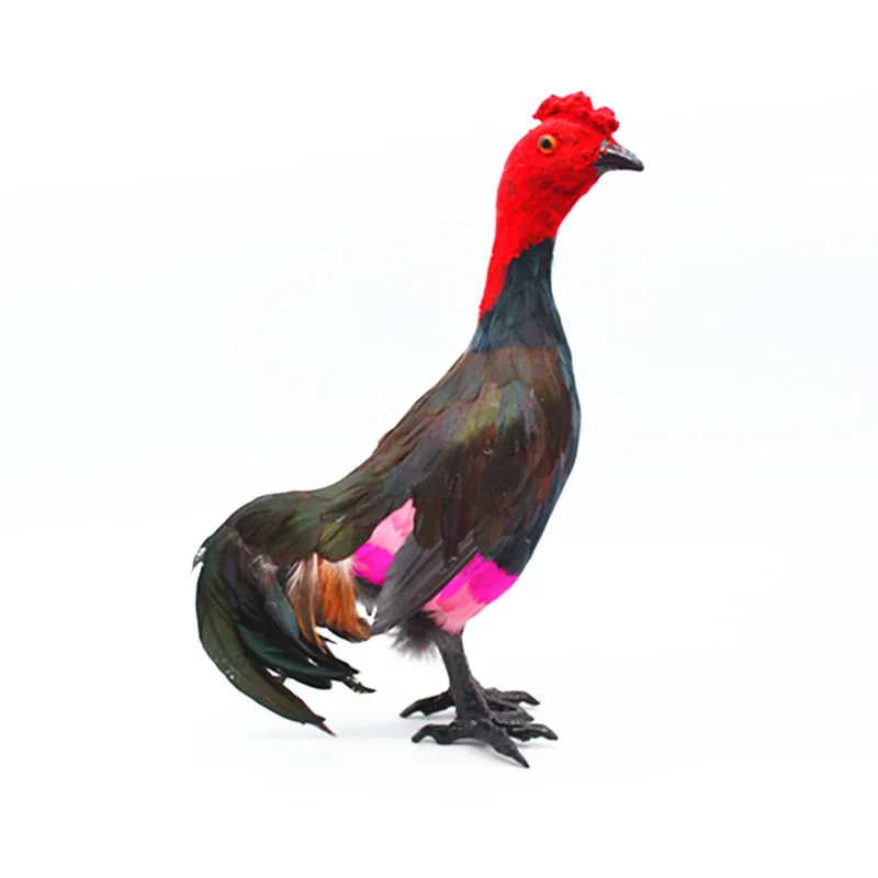 Feather Crafts Simulation Chicken Plastic Model Statue Fighting Cock Toy