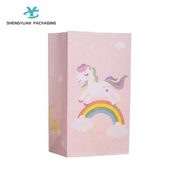 Wholesale eco recycled cute takeaway packaging custom character cartoon unicorn gift paper bag for kids