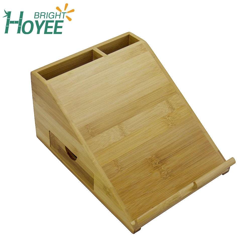 Портативный настольный офисный бамбуковый Настольный органайзер, держатель для ручек и книг с выдвижным ящиком