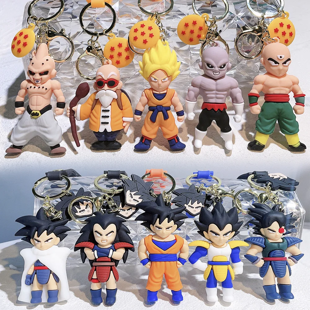 3D anime 25 Dragon Ball Silicone Doll Car Monkey King Keychain Pendant Car Cartoon Character Soft Rubber keychains
