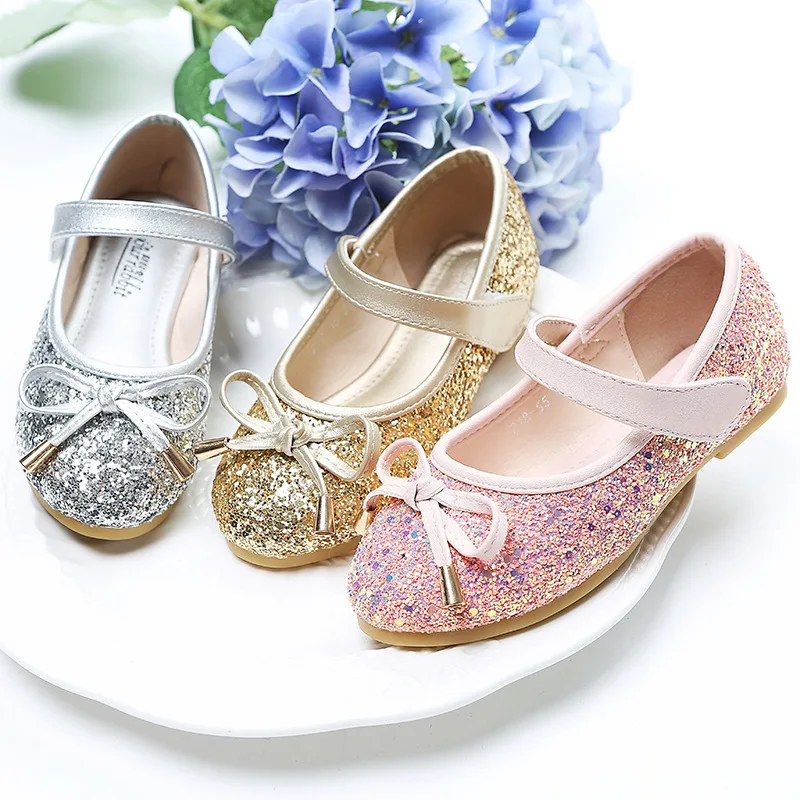 
Kids School Shoes Glitter Upper Buckle Strap Fashion Children Dress Shoes for Girls 