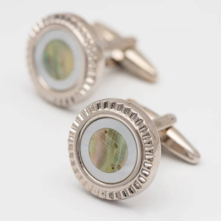 Wholesale Round Shape Custom Cuff Links Male Shirt Button Cuff Gemstone CuffLinks