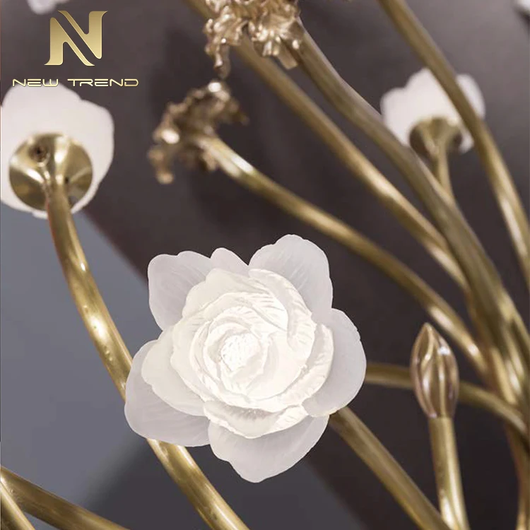 Professional Custom Project Light Indoor Decoration Glass Flower Luxury Custom LED Chandelier