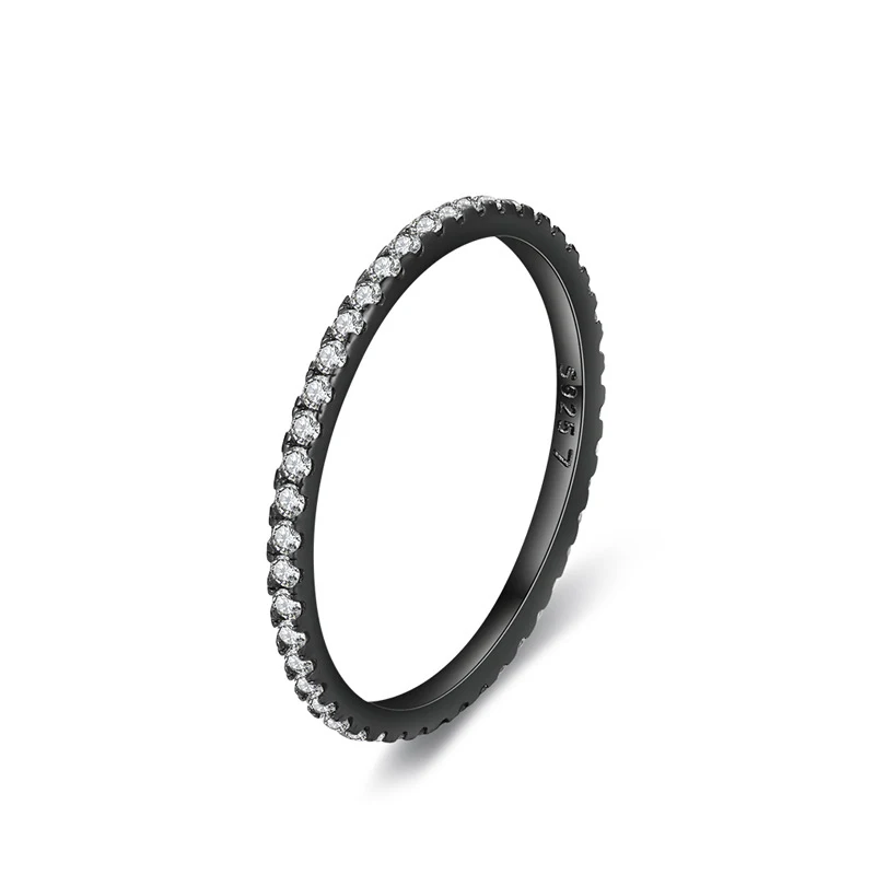 s925 sterling silver full diamond hip hop black gold ring female personality niche design stack index finger ring silver jewelry