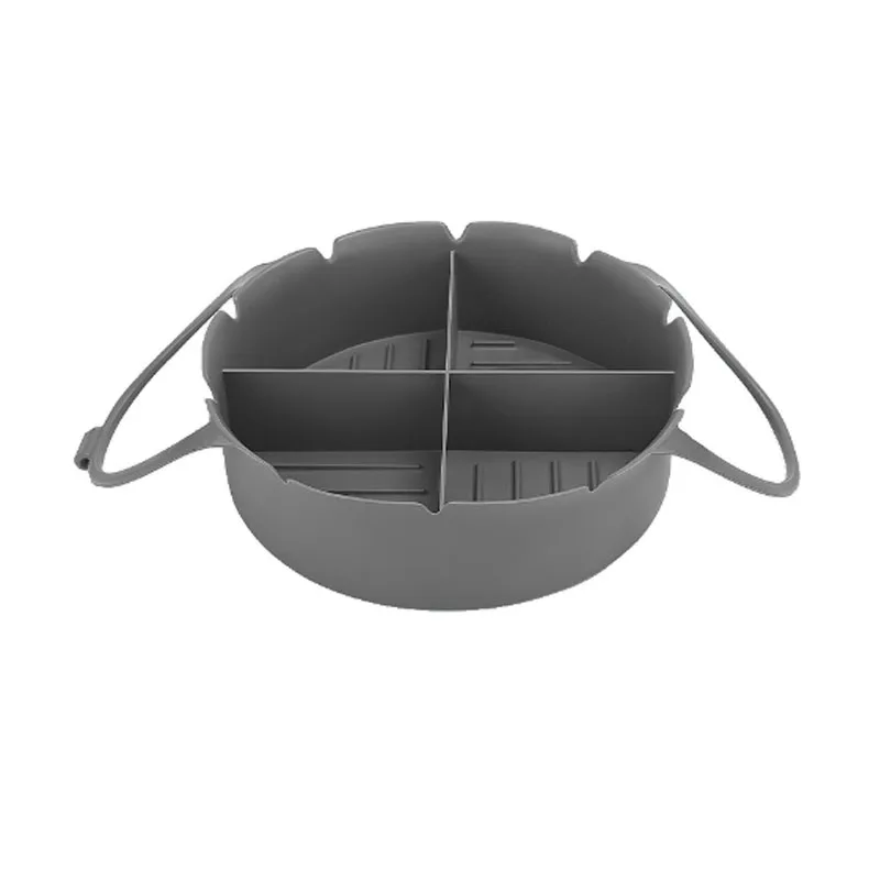 Wholesale 4 Grid Divided Reusable Silicone Air fryer Liners With Handle Silicone Pot Liner