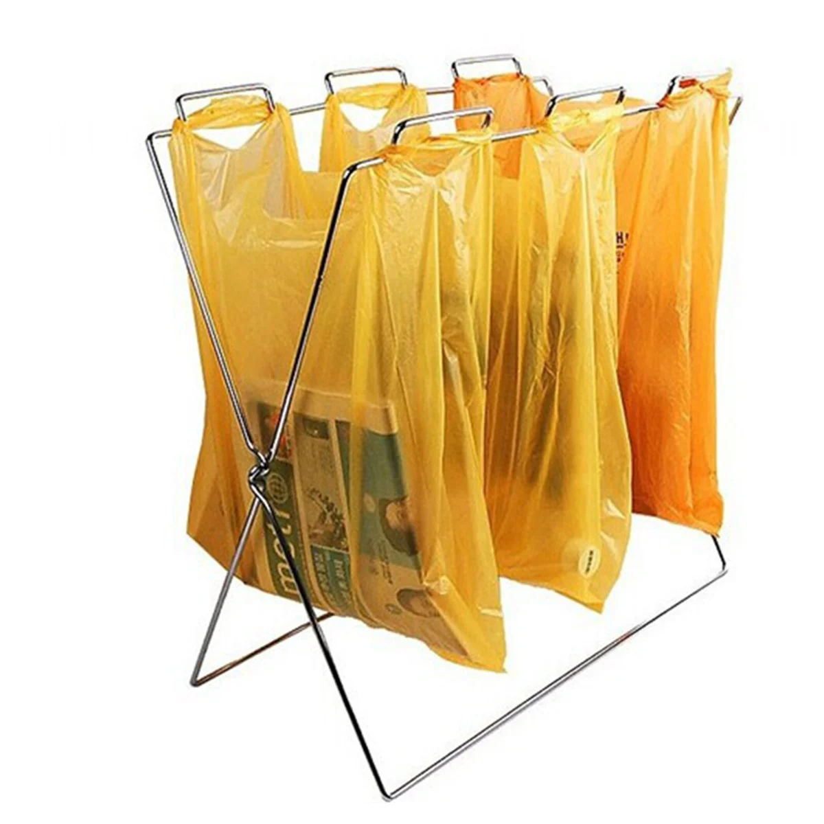 Outdoor Foldable Iron Rack Kitchen Garbage Waste Bin Trash Bag Hanging Holder