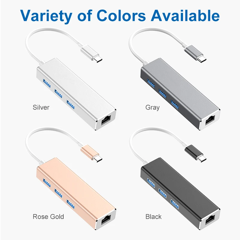 USB 3.1 HUB + TYPE-C to Gigabit network card,high speed transfer type-c usb converter Usb hub