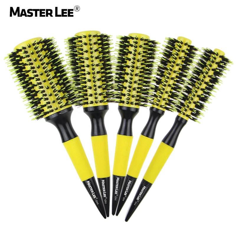 Shining Yellow Ceramic comb heat resistance round brush boar bristle other styling tools styling brush