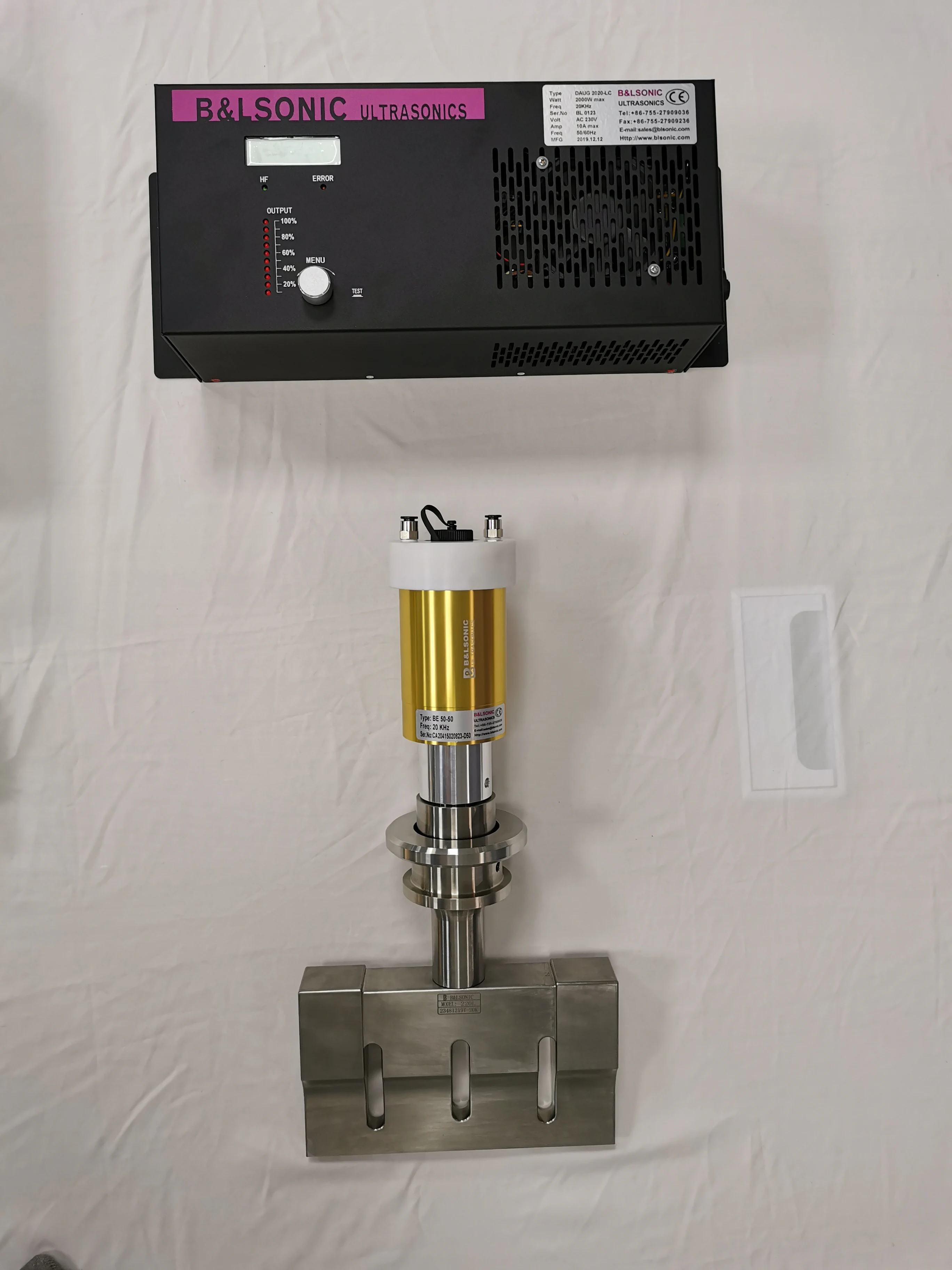 20KHz 2000W Ultrasonic Welding Machine Ultrasonic Generator Transducer Horn welding area 110*20mm