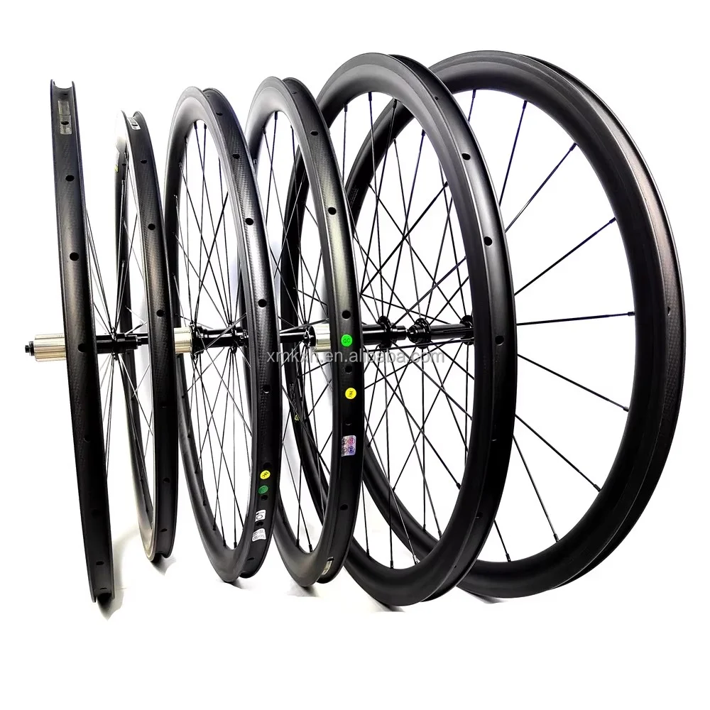 MC93718 AM/EN Disc Brake Carbon Rim 700c 38mm Wide Bike Wheels Clincher Tubeless Compatible 8-11 Speed Carbon MTB Wheelset