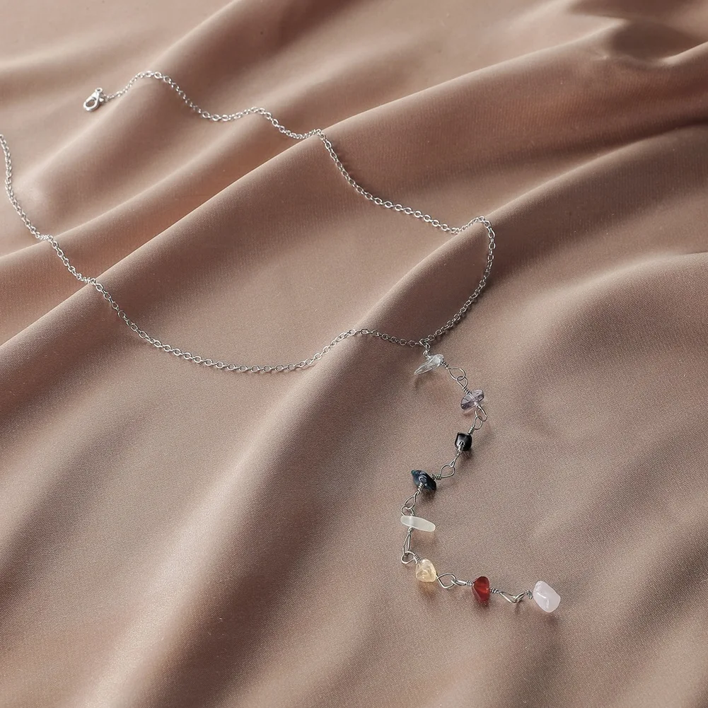 Религиозные украшения Ожерелье Из Натурального Кристалла 7 чакр радужные Кристаллы из нержавеющей стали ожерелья с исцеляющими камнями