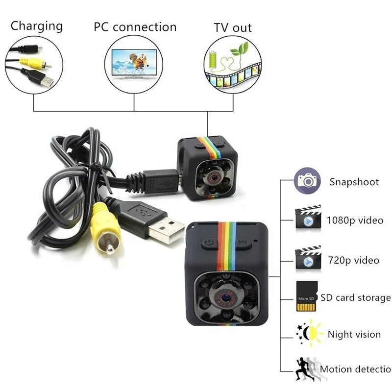 Amazon Hot Selling Cheap Price SQ11 APP Mini Camera World Very Small Size 1080P Hidden Video Spy Camcorder