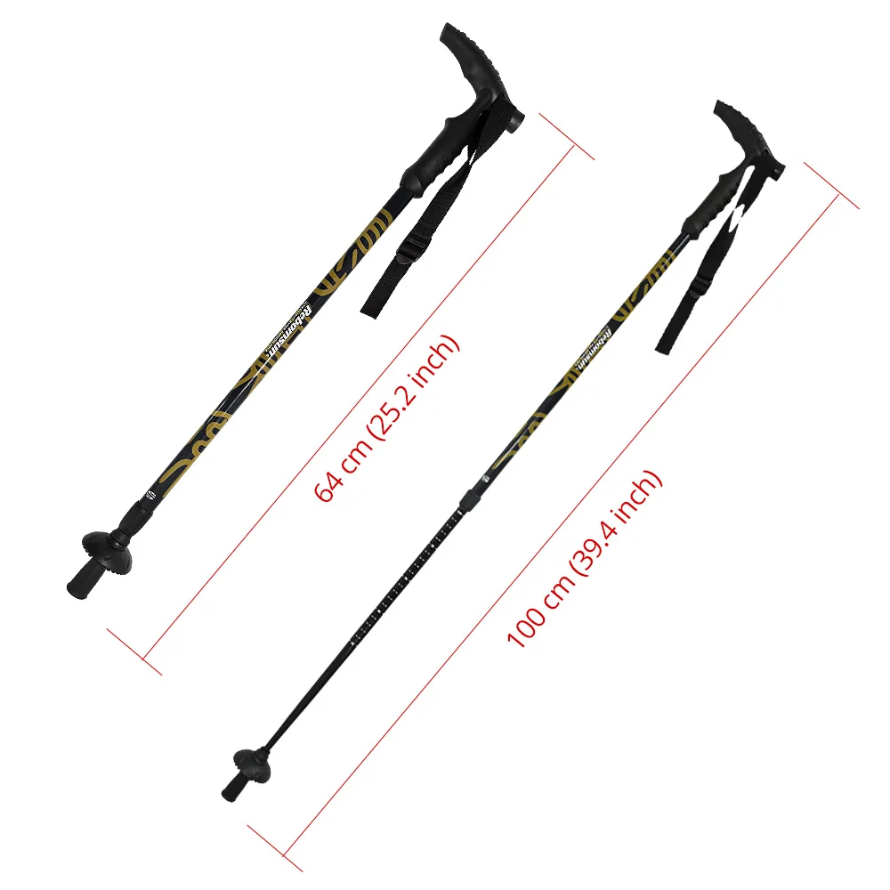 New design 2-section cork handle carbon outdoor telescopic elderly hiking poles trekking sticks