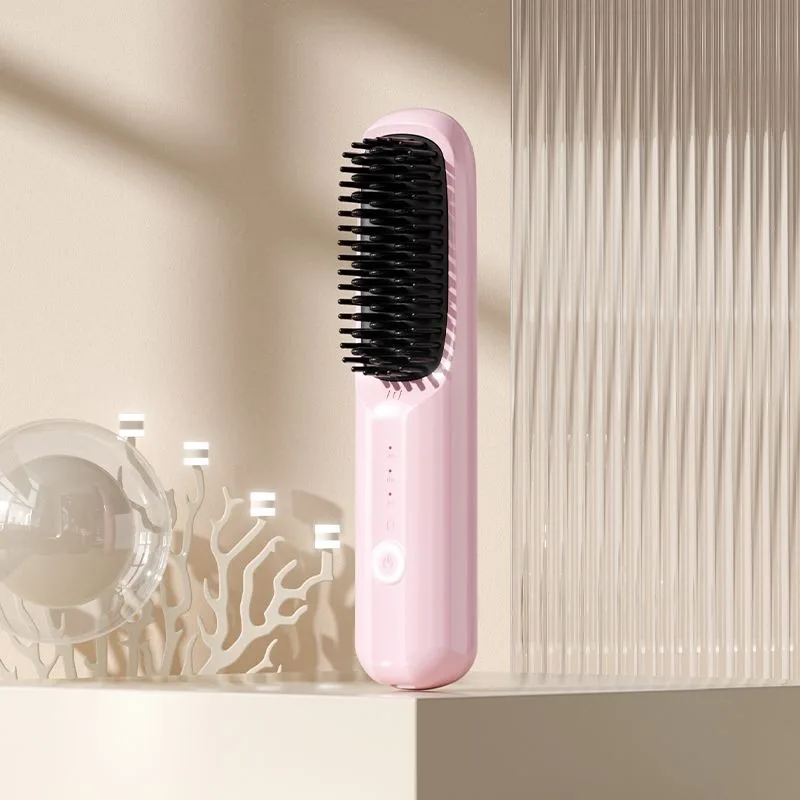 Portable Usb iron hair straightener rechargeable anion Cordless Mini electric hair brush hair straightener comb