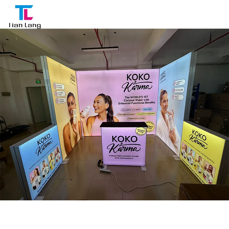 10x10 Folding Reusable Custom Advertising Promotion Fabric Aluminum Backdrop Expo Booth Backlit Exhibition SEG Pop Up Lightbox