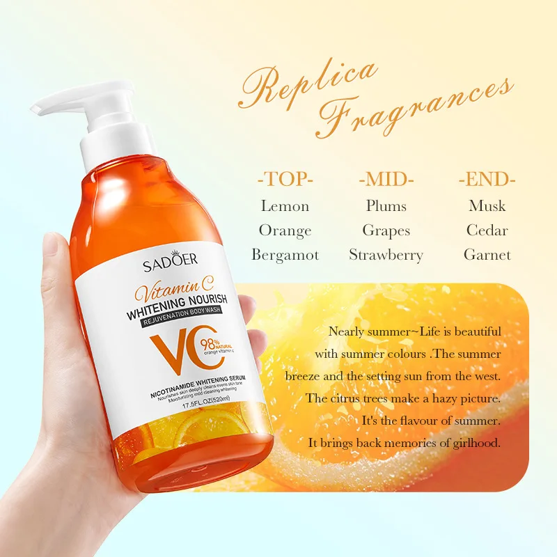 SADOER best sales vitamin c whitening nourishing bath body wash smooth skin care gold shower gel