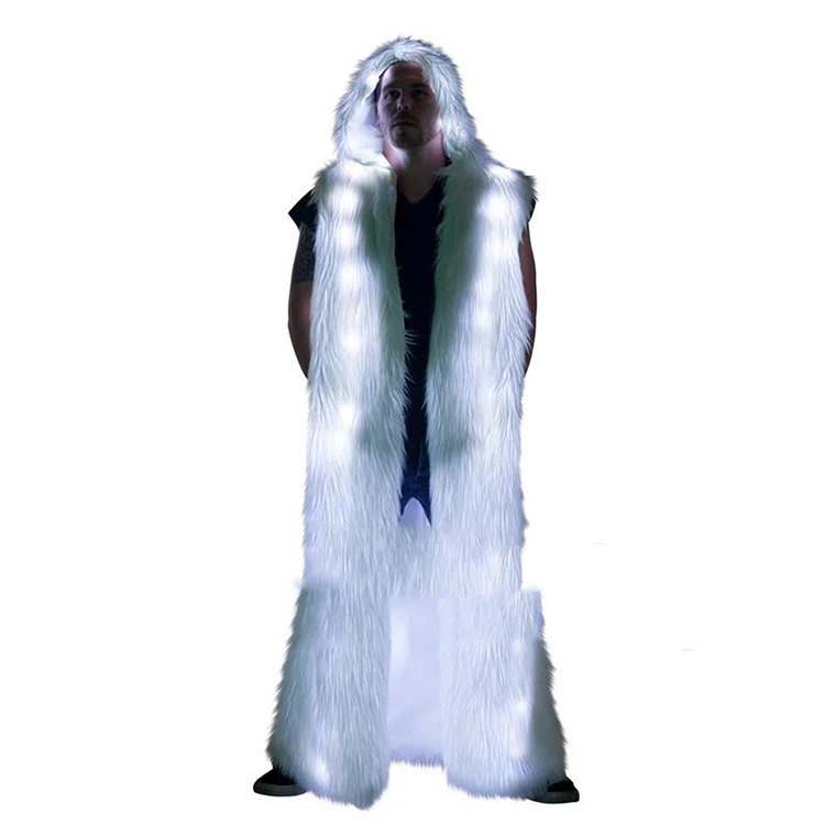 Светодиодная танцевальная одежда Dasheng на Хэллоуин костюм с подсветкой для вечеринки женщин и мужчин светодиодная меховая куртка