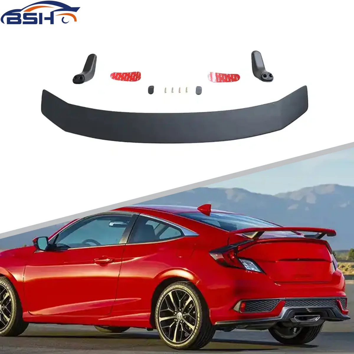 Factory Price SI Style ABS Material Car Bumper Accessories Coupe Spoiler For HONDA CIVIC SI 2016+