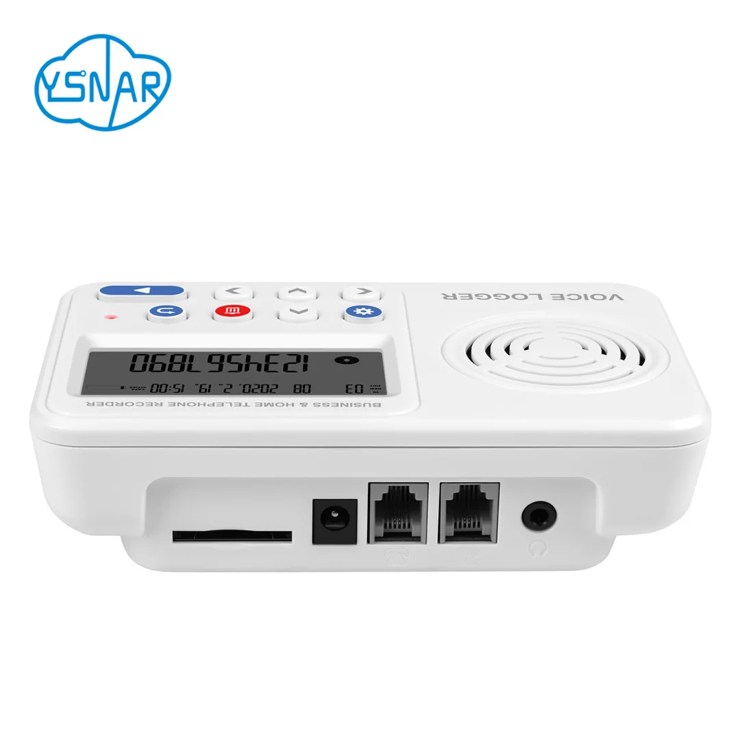 2CH Affordable Standalone Landline Telephone Call Recorder with Phone Number, 2 Ports Fully Automatic Voice Logger with SD Card