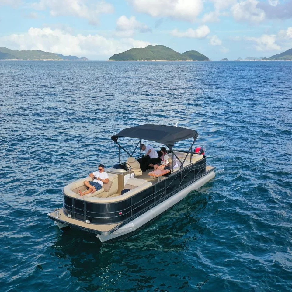 Allsea 23FT морская алюминиевая лодка Tritoon понтонная для рыбалки праздничная продажи со скоростными понтонами