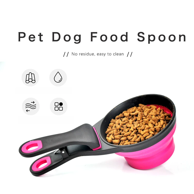 Новый дизайн, хорошее качество, 3 в 1, складная ложка для еды домашних животных, ложка для еды собак с крышкой