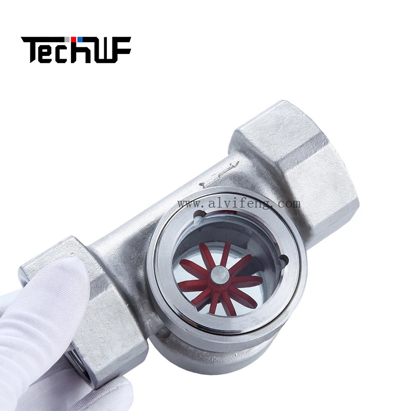 Flow Meter Impeller 1/2inch Visual Stainless Steel Liquid Gas Oil Sight Glass Flow Indicator Flowmeter