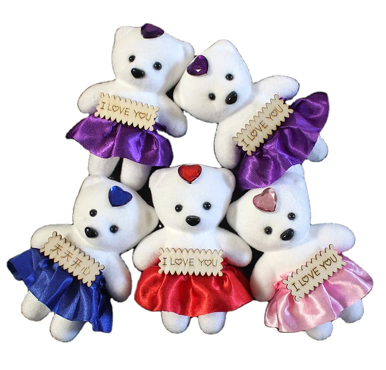 Mini Teddy Mini Toy Giveaway Gift Bear for Bouquets Ice Cream Color Stuffed Plush Unisex Valentines Teddy Bears Wholesale Accept