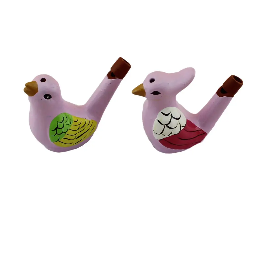 Terra Cotta Bird Water Whistle Warbler Song Ceramic Chirps Baby Bathtime Fantasy Gifts Set