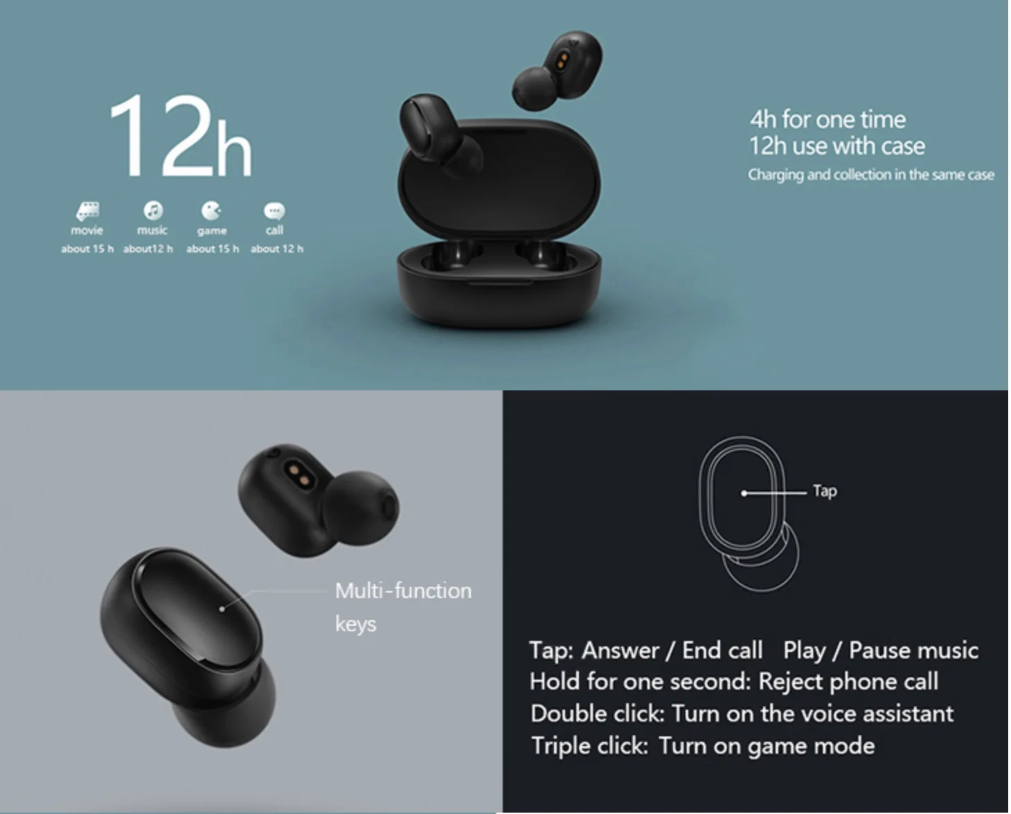  Беспроводные наушники xiaomi Mini True Wireless базовые 2 mi глобальная версия Redmi Airdots гарнитура с голосовым
